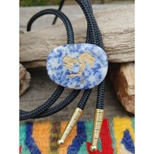 Handcrafted Stone Squirrel Bolo Tie, Jasper Western Wear